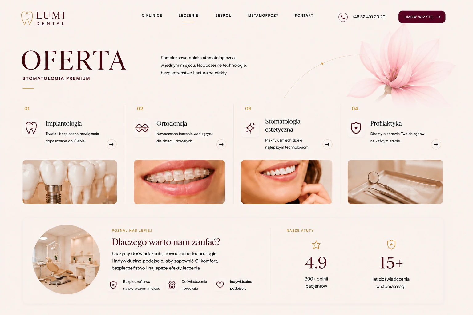 Podstrona oferty LUMI Dental